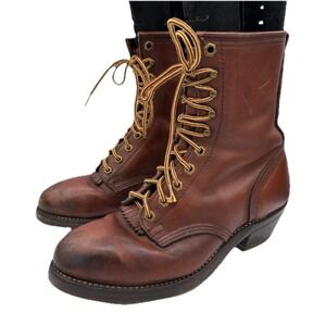 Wesco Logger Boots Mens Brown Leather Lace Up Work Heritage Sierra Sole 8.5-9D